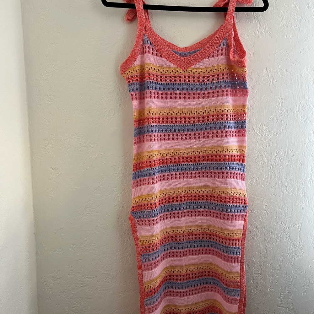 Multicolor Crochet Dress Coverup Small